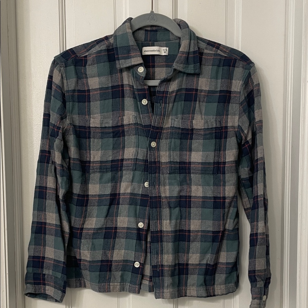 abercrombie kids Plaid Shirt in Green & Navy Accent